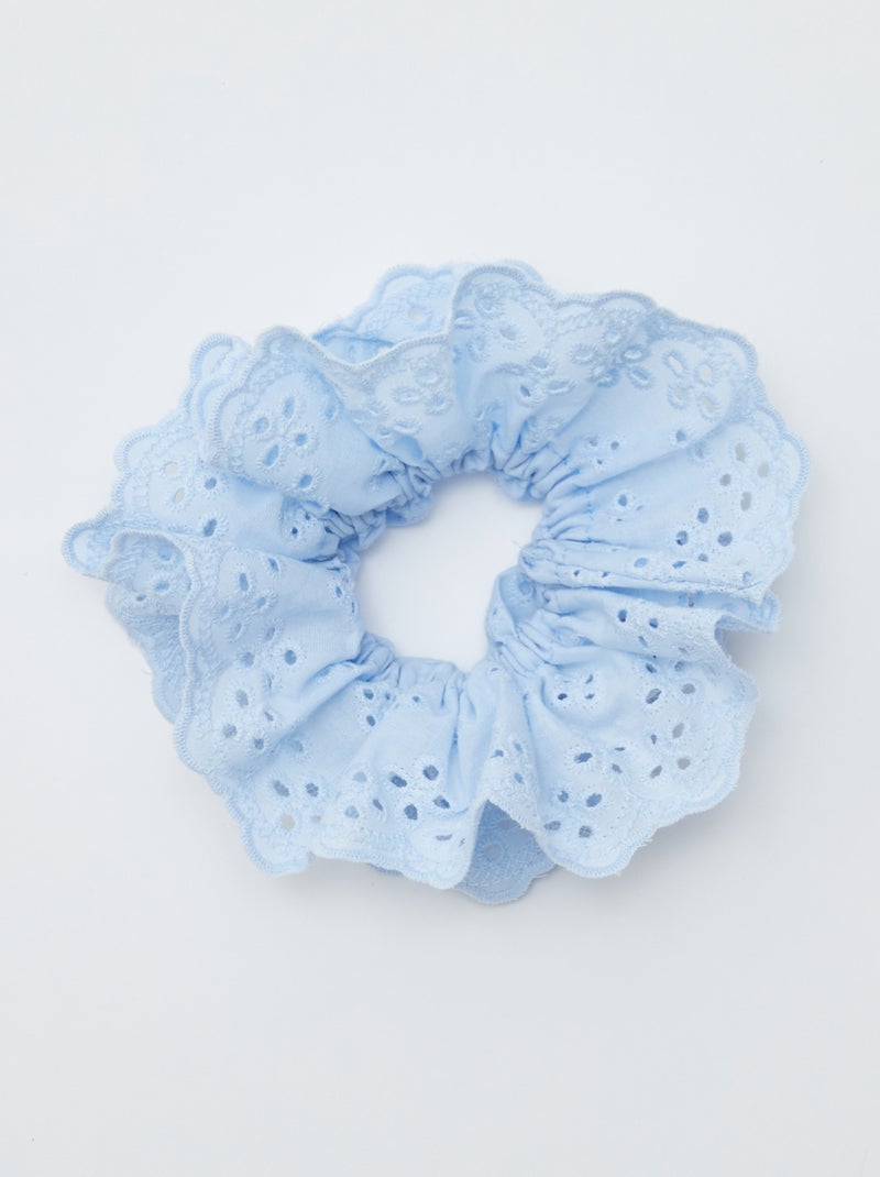 Scrunchie met broderie anglaise BLAUW - Kiabi