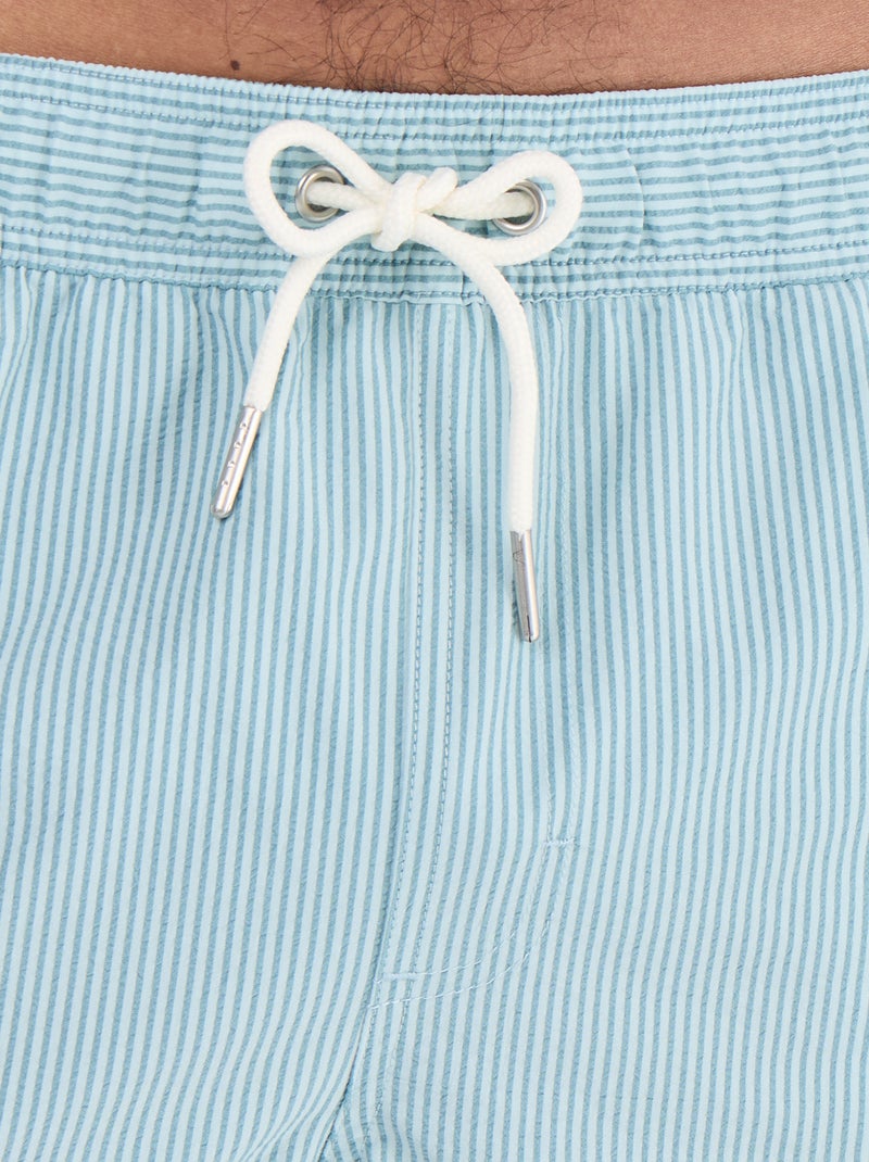 Seersucker zwemshort Blauw - Kiabi