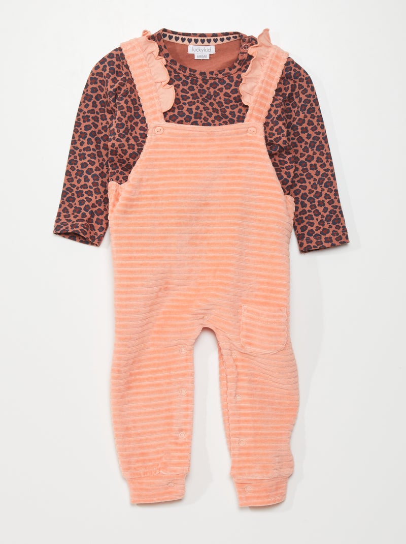 Sejte: tuinbroekje + T-shirt met lange mouw - 2-delig ROSE - Kiabi
