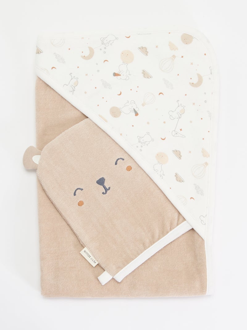 Set badcape met wanten - 2-delig Biege - Kiabi