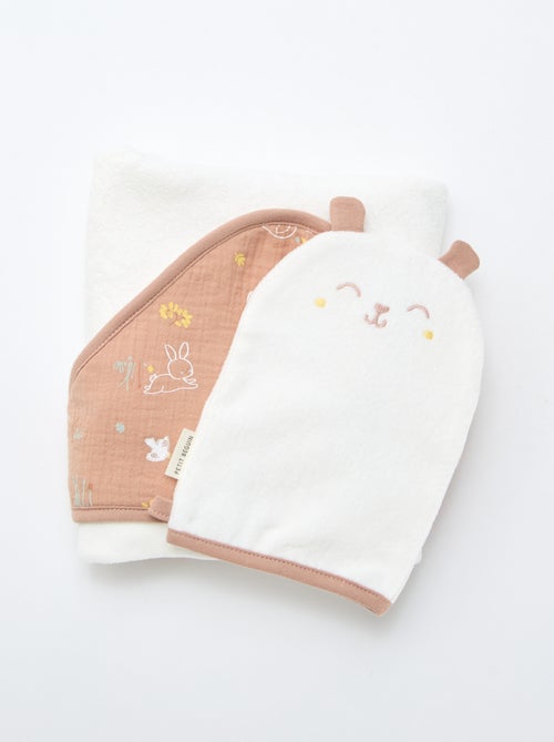 Set badcape + washandje 'Petit Béguin' - Kiabi