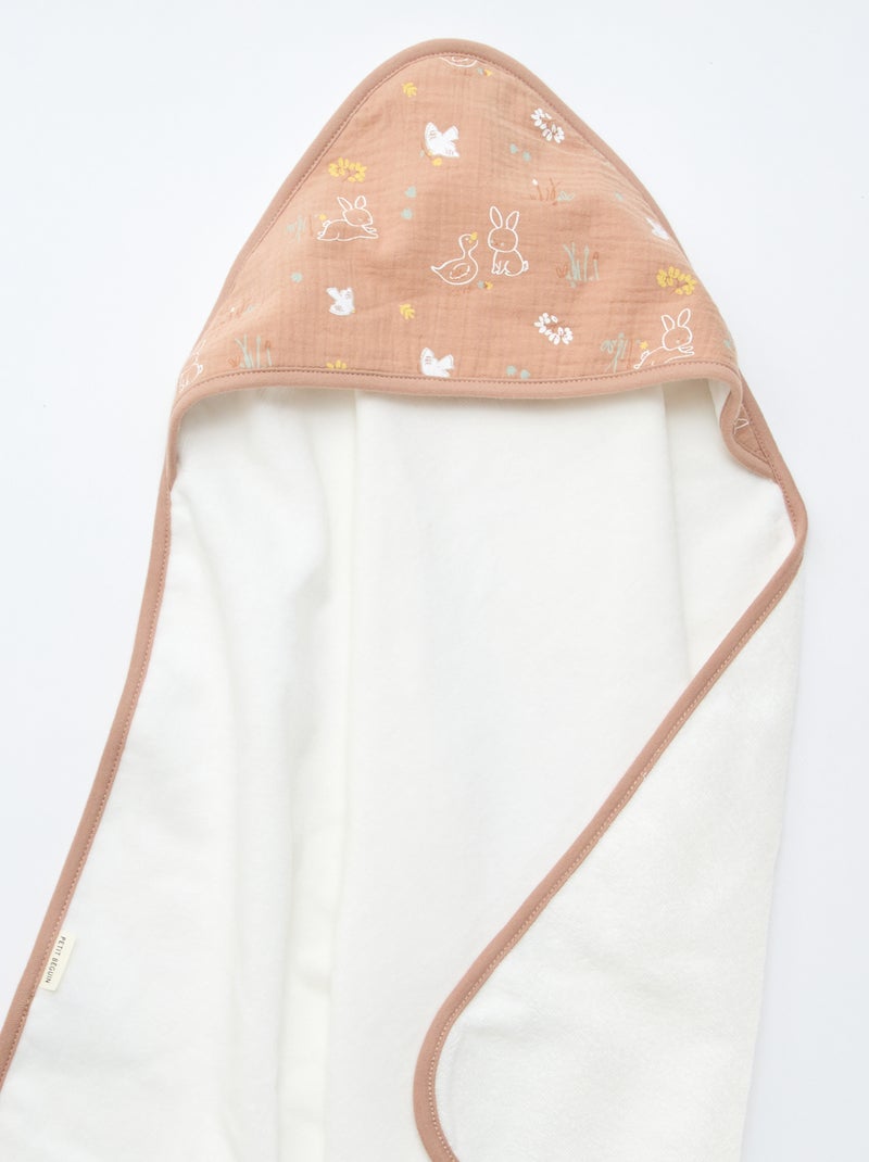 Set badcape + washandje 'Petit Béguin' Wit - Kiabi