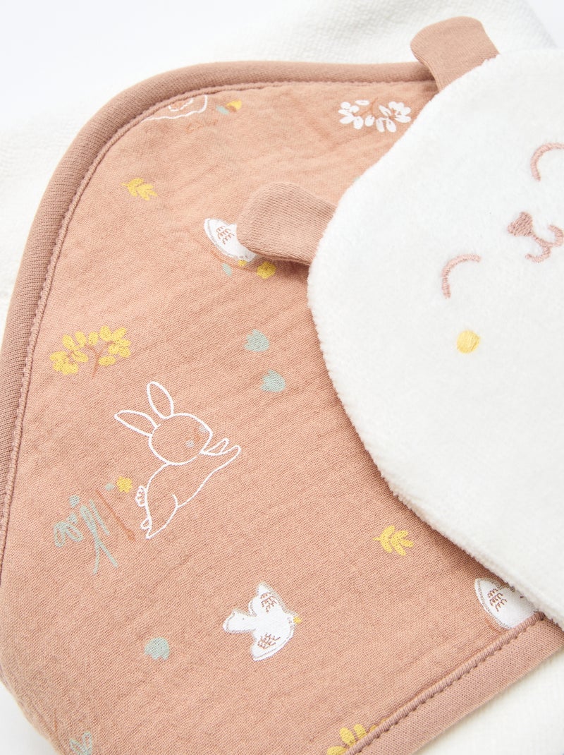 Set badcape + washandje 'Petit Béguin' Wit - Kiabi