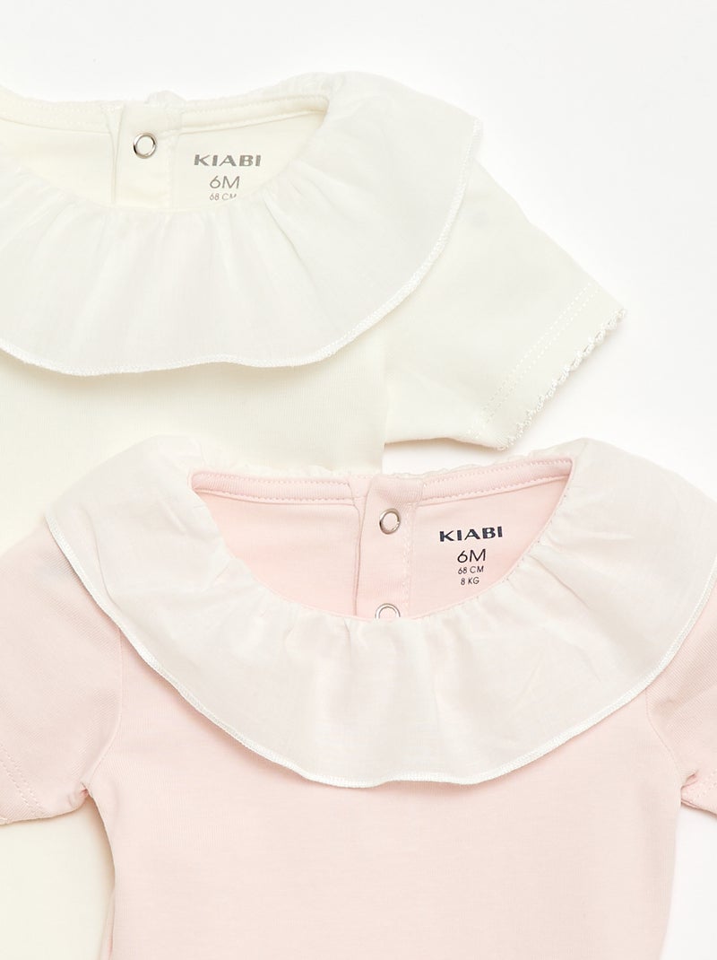 Set bodies met claudinekraag - 2 stuks Rose - Kiabi