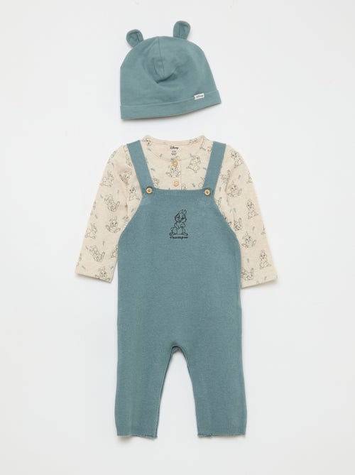Set body + gebreide tuinbroek + muts 'Disney' - 3-delig - Kiabi