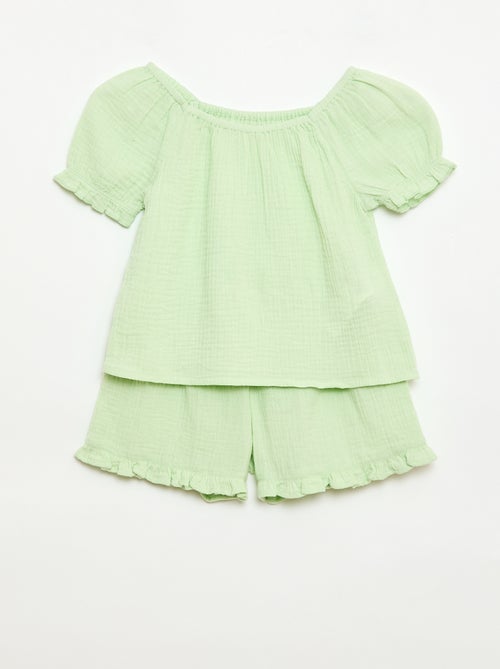 Set effen blouse + short - 2-delig - Kiabi