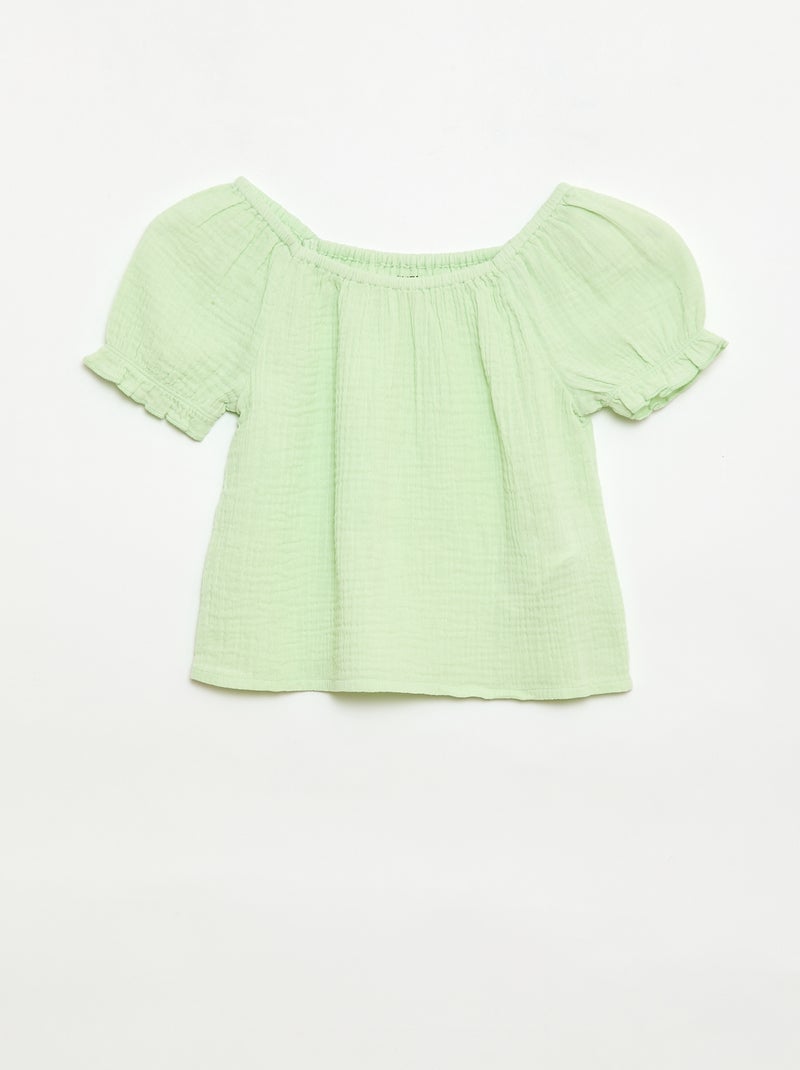 Set effen blouse + short - 2-delig Groen - Kiabi
