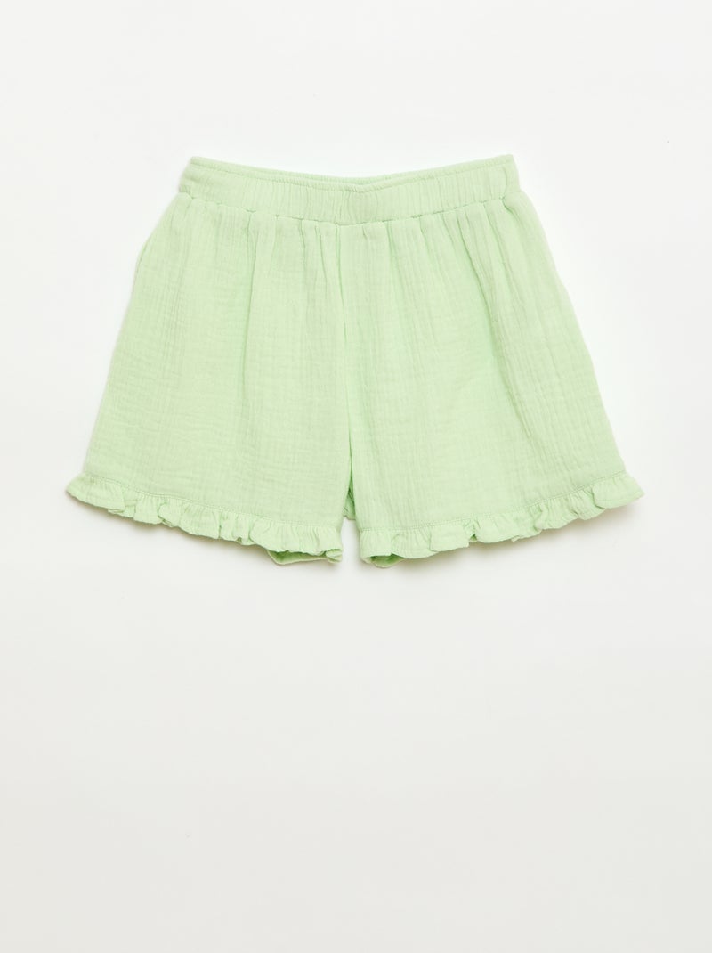 Set effen blouse + short - 2-delig Groen - Kiabi
