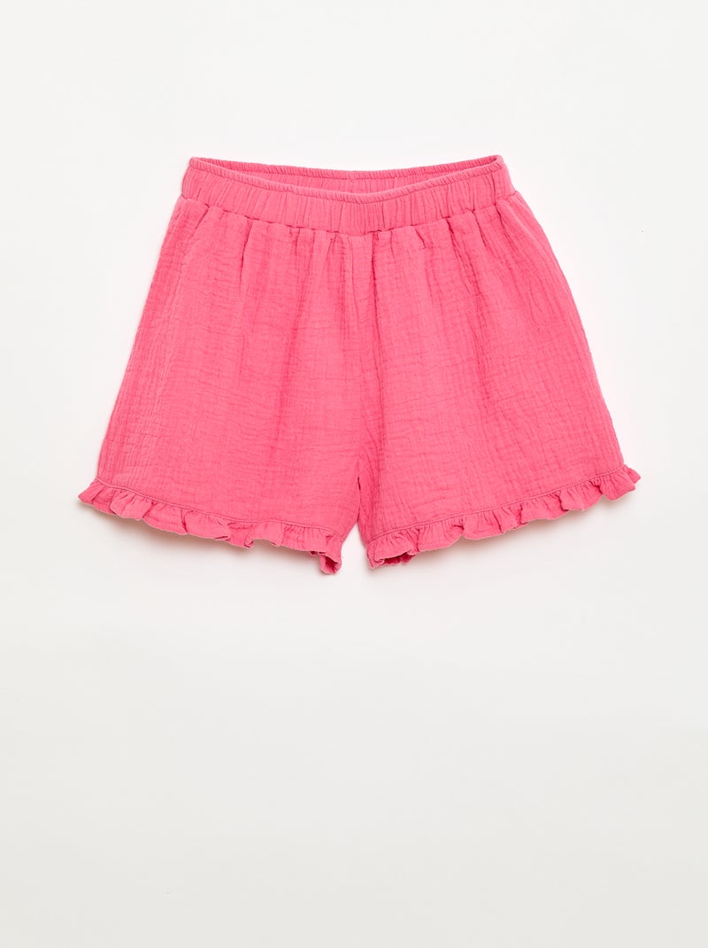 Set effen blouse + short - 2-delig Rose - Kiabi