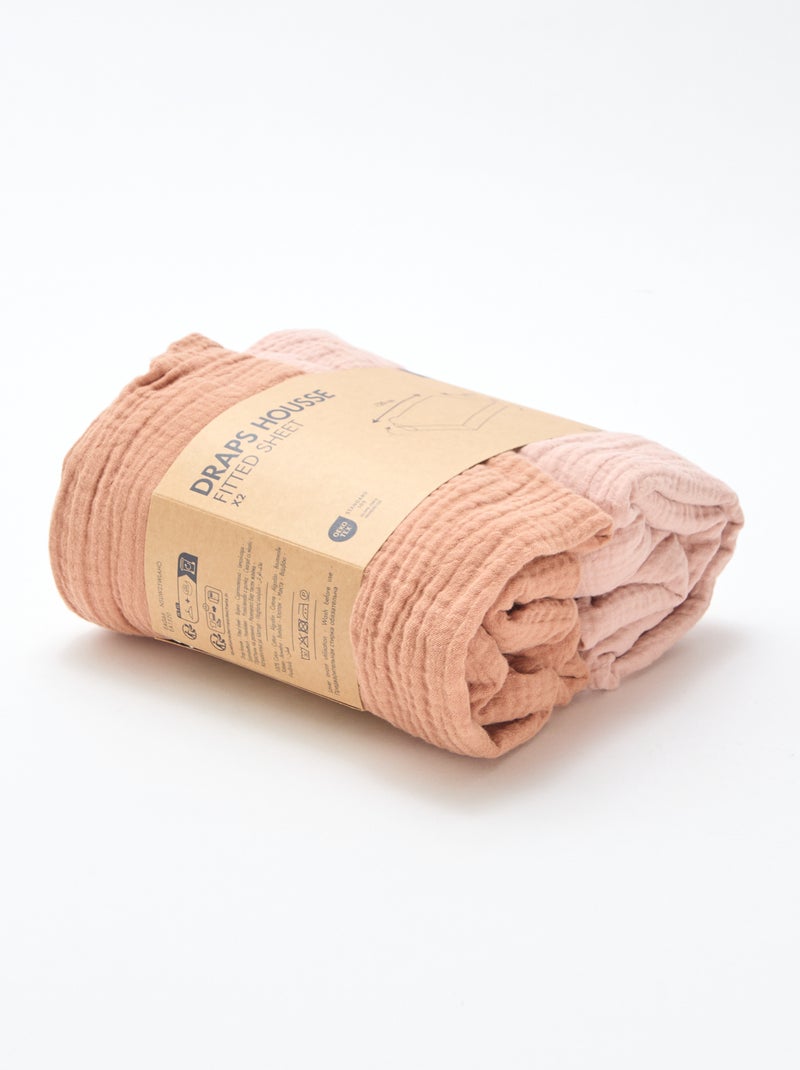 Set met 2 hoeslakens van zacht katoen Rose - Kiabi