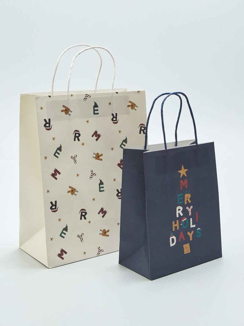 Set met 2 kerstcadeautasjes BLAUW - Kiabi
