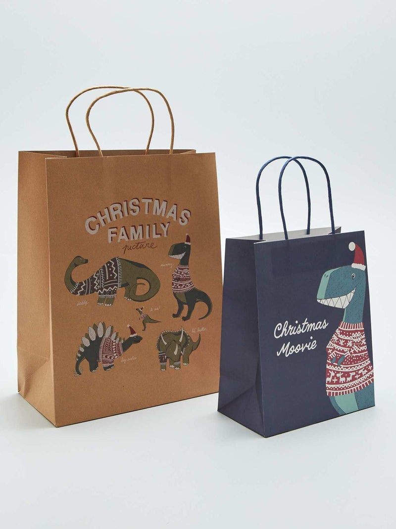 Set met 2 kerstcadeautasjes BRUIN - Kiabi