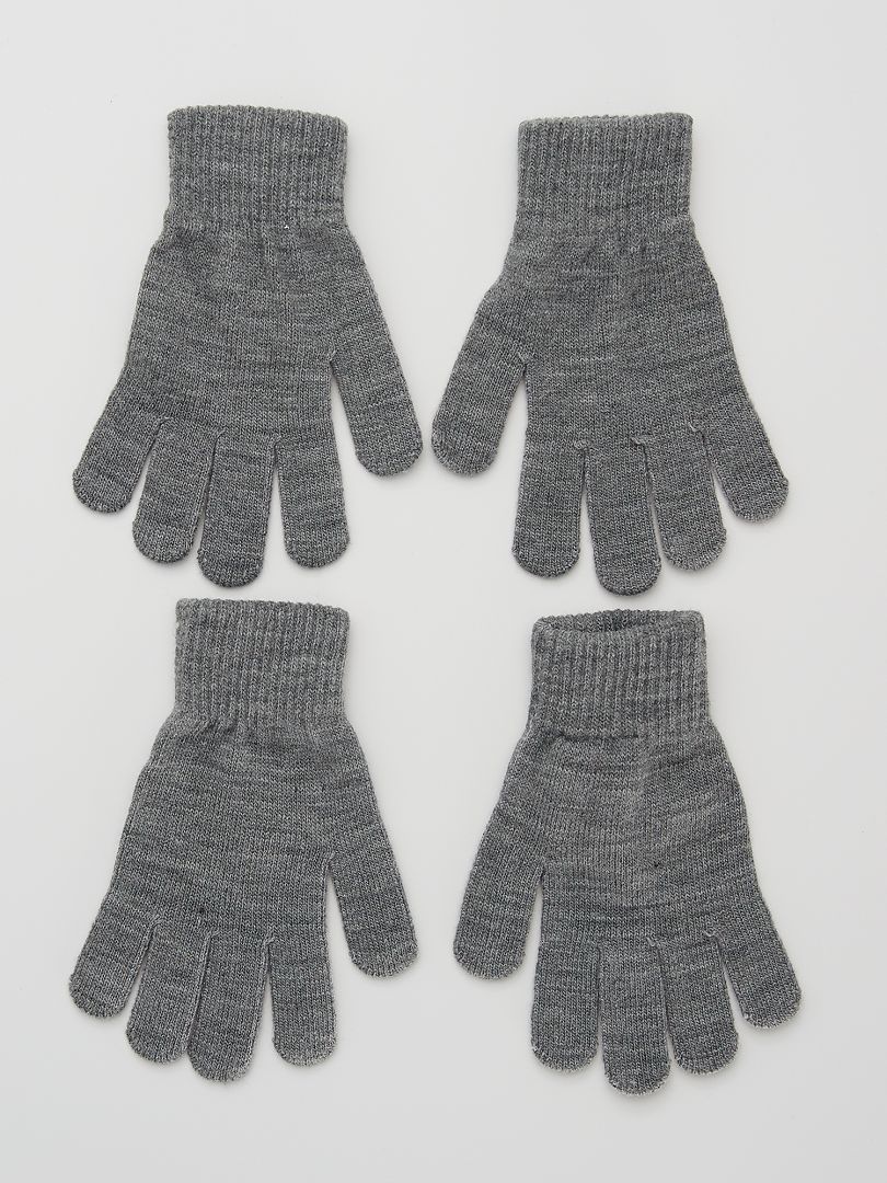Set met 2 paar handschoenen grijs - Kiabi