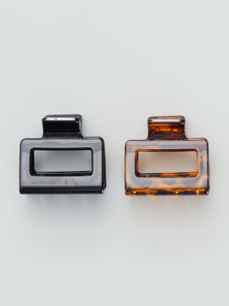 Set met 2 vierkante haarklemmetjes BRUIN - Kiabi