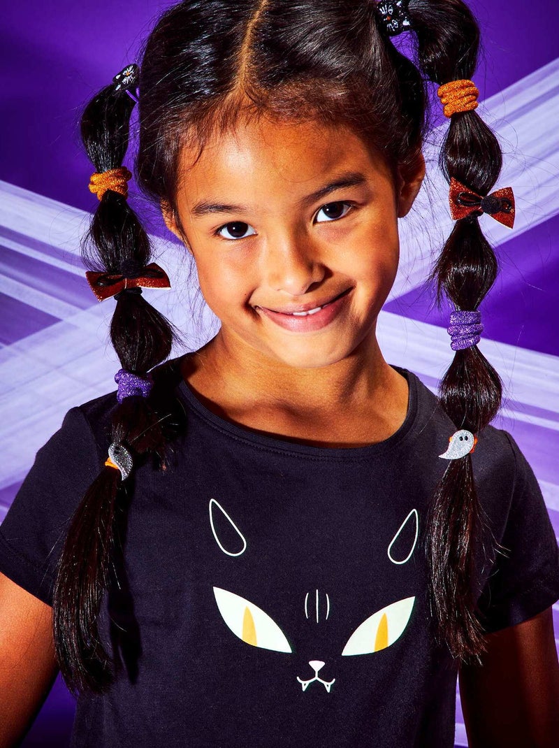 Set met 3 elastieken + 6 speldjes | 'Halloween' ORANJE - Kiabi