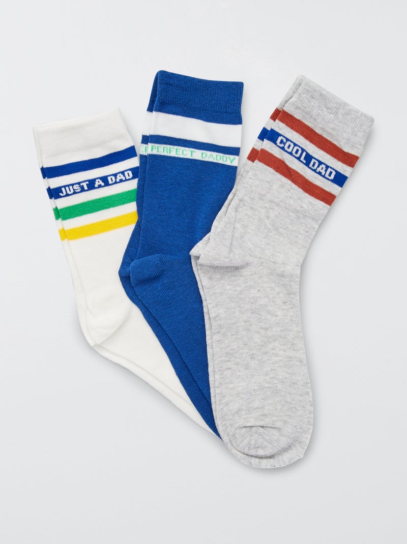 Set met 3 paar sokken 'daddy' BLAUW - Kiabi