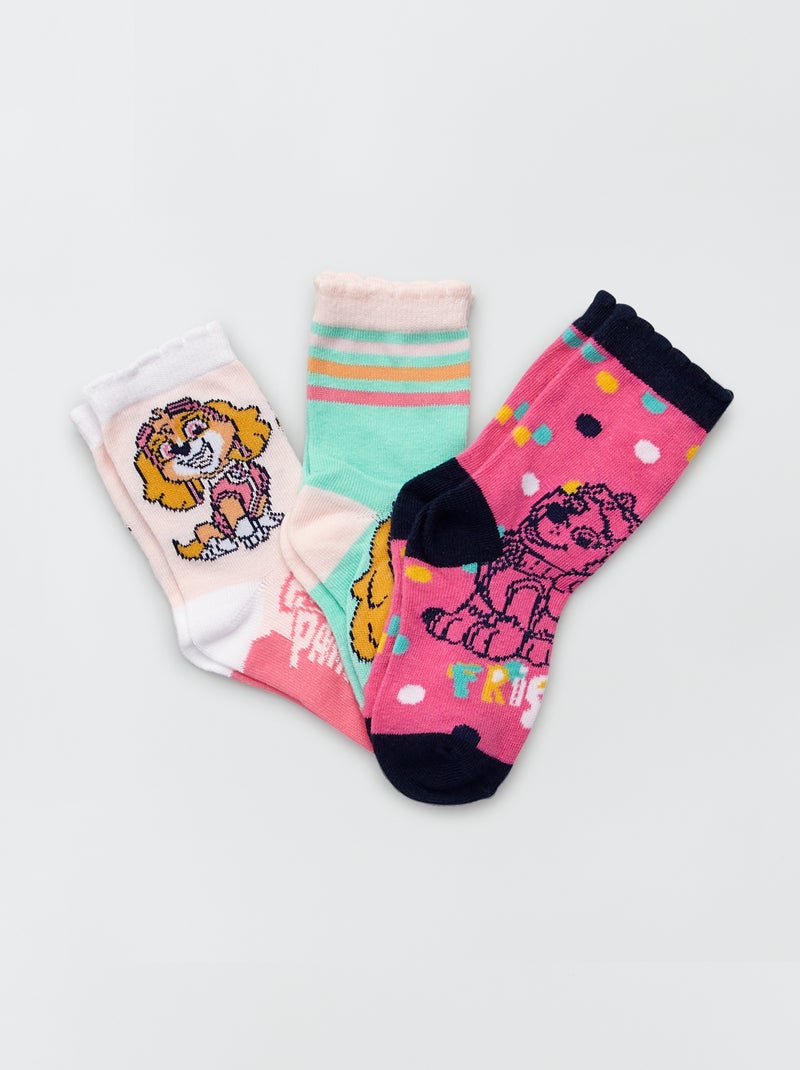Set met 3 paar sokken 'PAW Patrol' roze / blauw - Kiabi