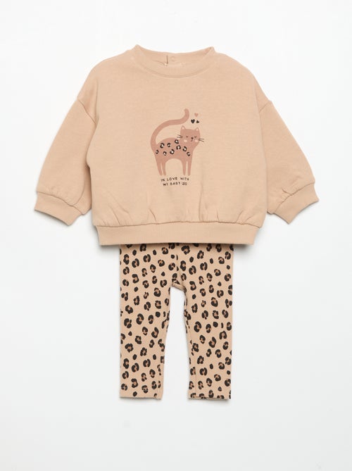 Set met bedrukte sweater + legging - Kiabi
