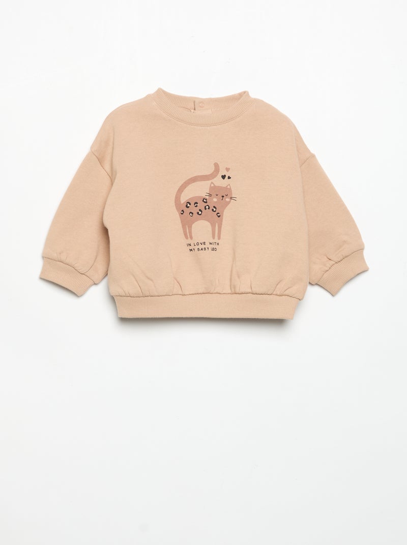 Set met bedrukte sweater + legging Biege - Kiabi