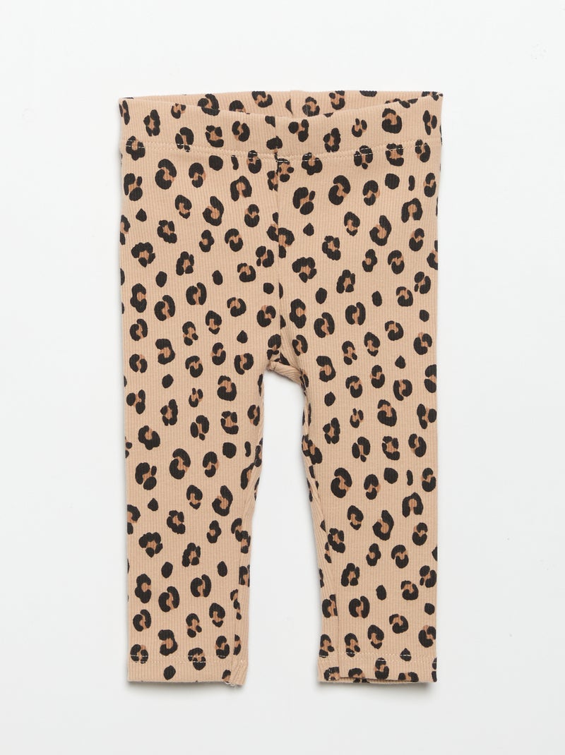 Set met bedrukte sweater + legging Biege - Kiabi