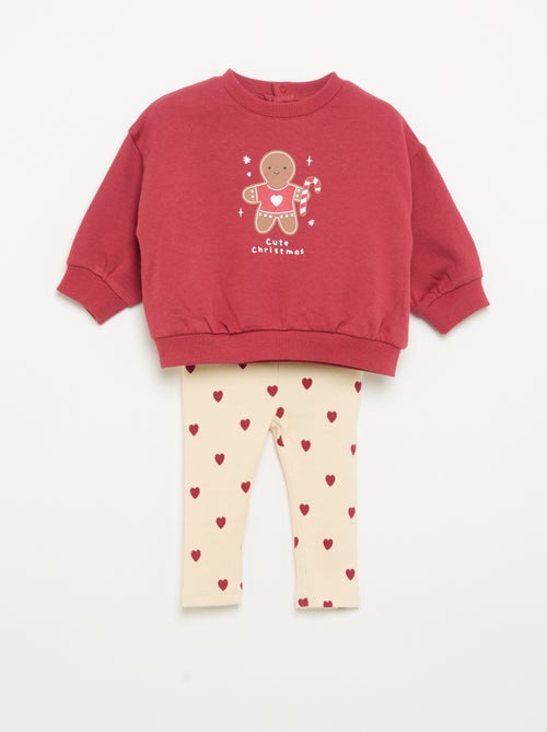 Set met bedrukte sweater + legging - Kiabi