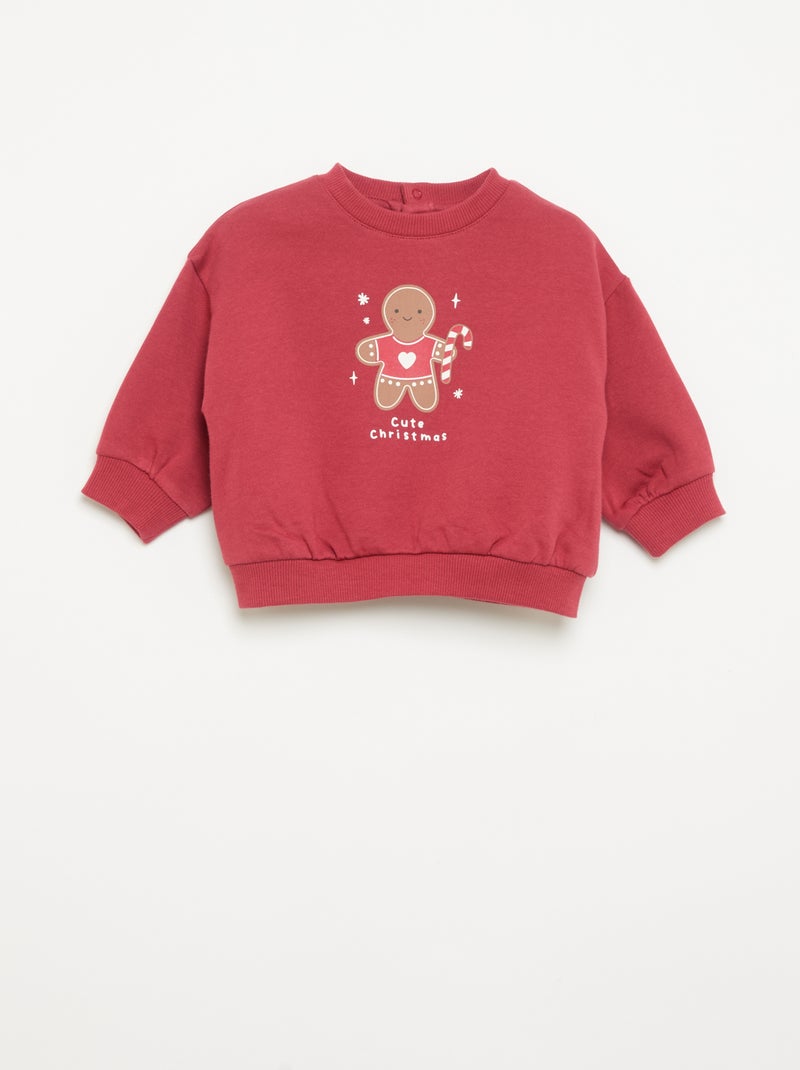 Set met bedrukte sweater + legging Rood - Kiabi