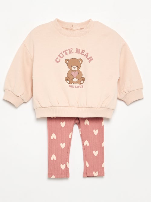 Set met bedrukte sweater + legging - Kiabi