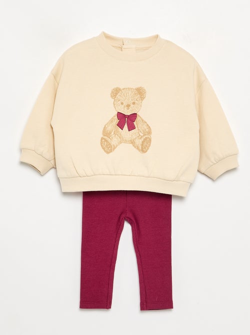 Set met bedrukte sweater + legging - Kiabi