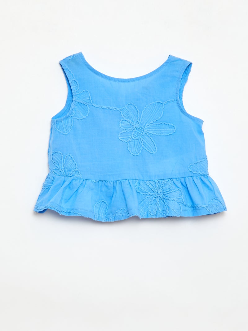 Set met blouse + broek met borduursels - 2-delig Blauw - Kiabi