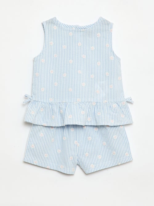 Set met blouse en short met vichyprint - 2-delig - Kiabi