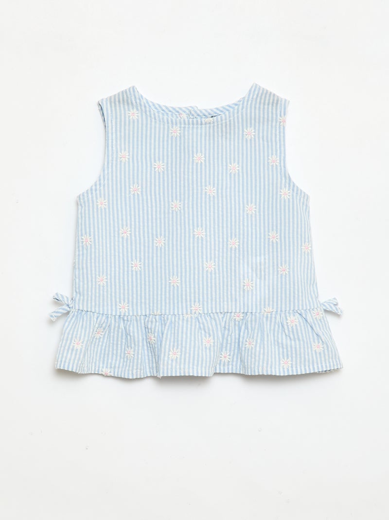 Set met blouse en short met vichyprint - 2-delig Blauw - Kiabi