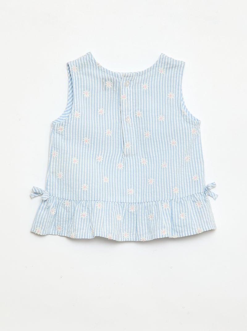 Set met blouse en short met vichyprint - 2-delig Blauw - Kiabi