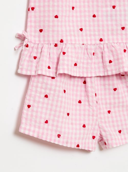 Set met blouse en short met vichyprint - 2-delig - Kiabi