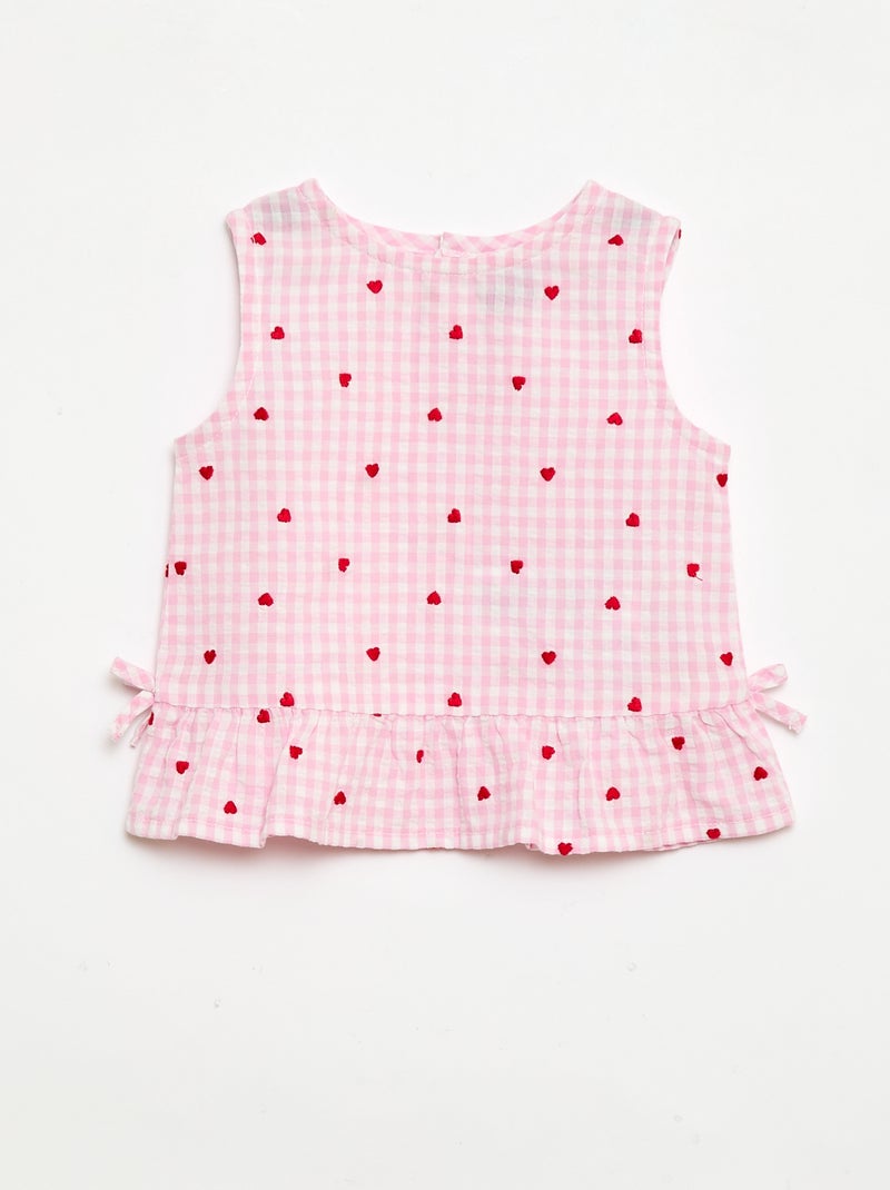 Set met blouse en short met vichyprint - 2-delig Rose - Kiabi