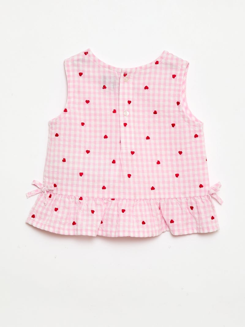 Set met blouse en short met vichyprint - 2-delig Rose - Kiabi