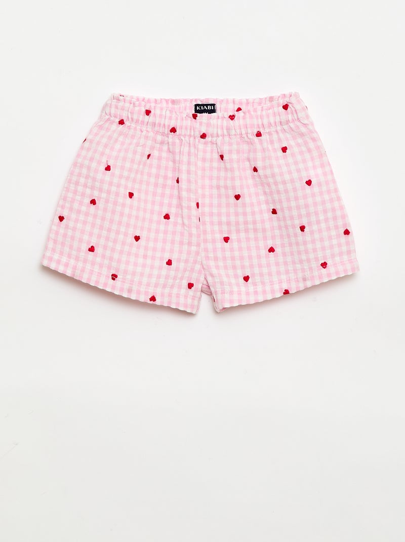 Set met blouse en short met vichyprint - 2-delig Rose - Kiabi