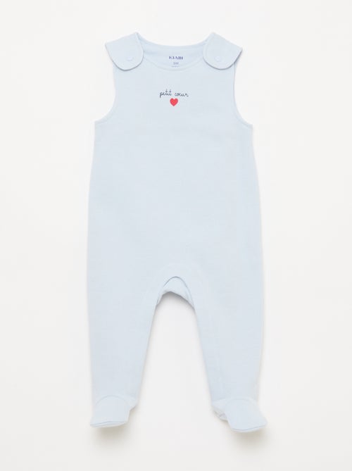 Set met body met lange mouwen + tuinbroek met voetjes - Kiabi Set met body met lange mouwen + tuinbroek met voetjes - Kiabi
