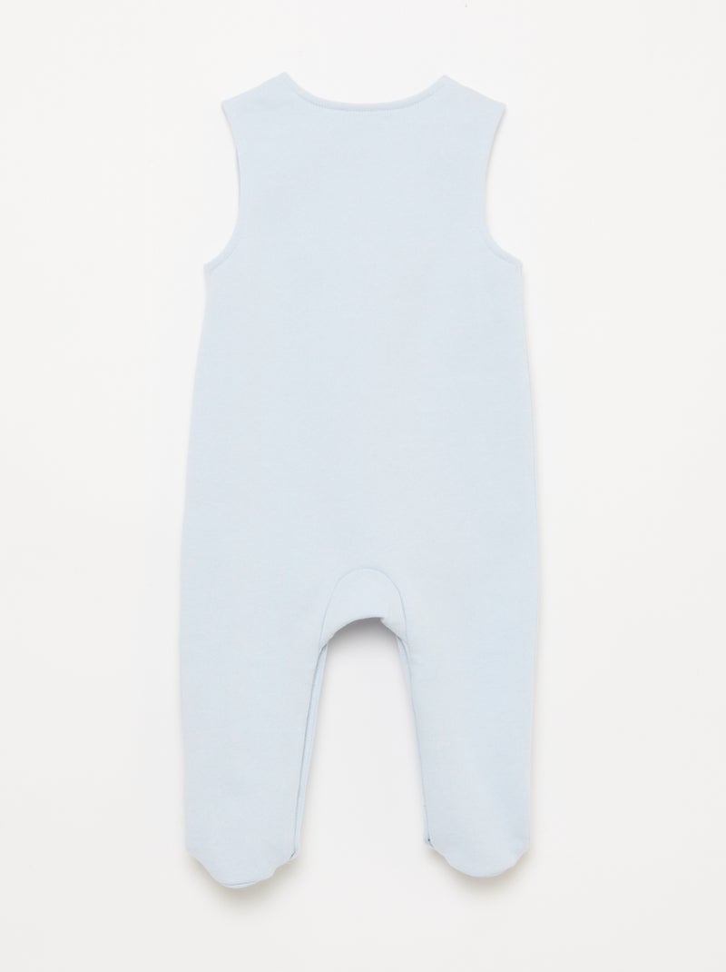 Set met body met lange mouwen + tuinbroek met voetjes Blauw - Kiabi