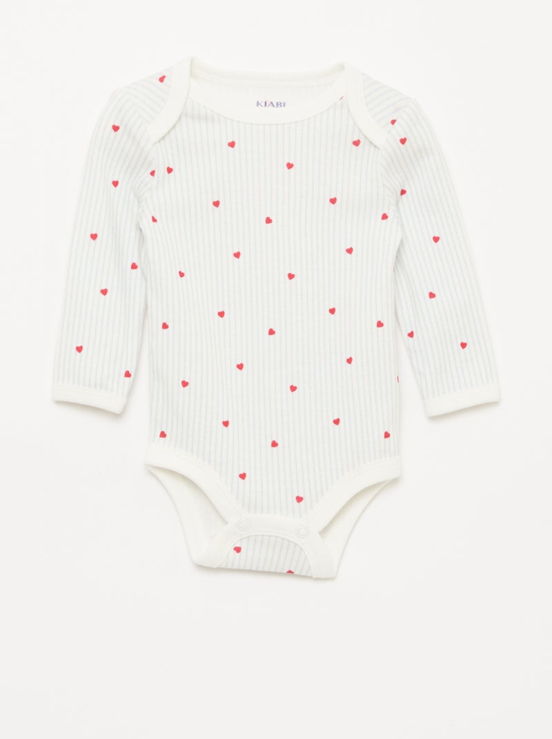 Set met body met lange mouwen + tuinbroek met voetjes Blauw - Kiabi