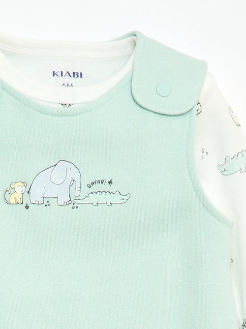 Set met body met lange mouwen + tuinbroek met voetjes - Kiabi