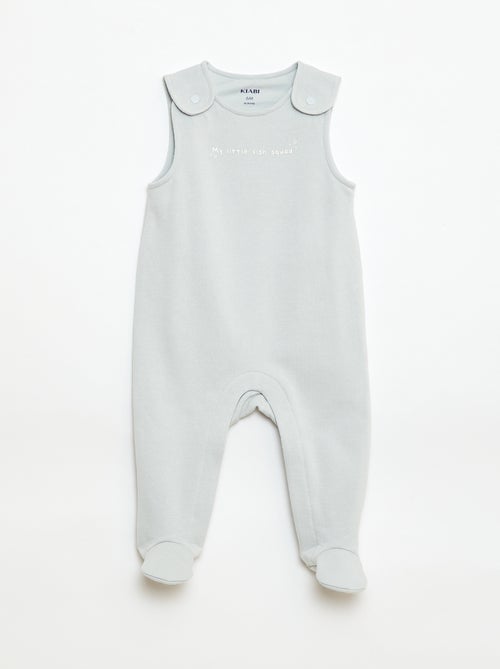 Set met body met lange mouwen + tuinbroek met voetjes - Kiabi