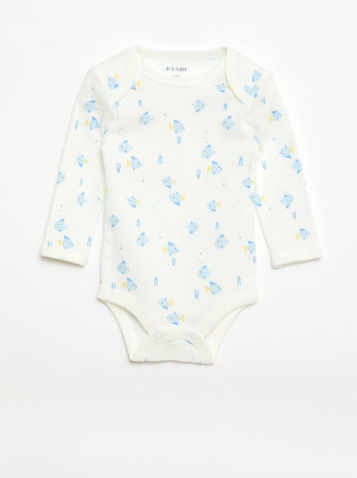 Set met body met lange mouwen + tuinbroek met voetjes - Kiabi