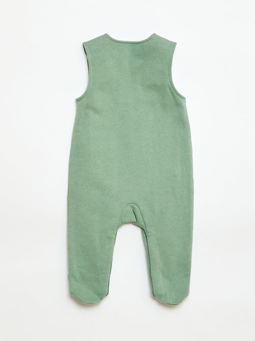 Set met body met lange mouwen + tuinbroek met voetjes - Kiabi