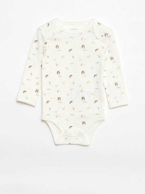 Set met body met lange mouwen + tuinbroek met voetjes - Kiabi