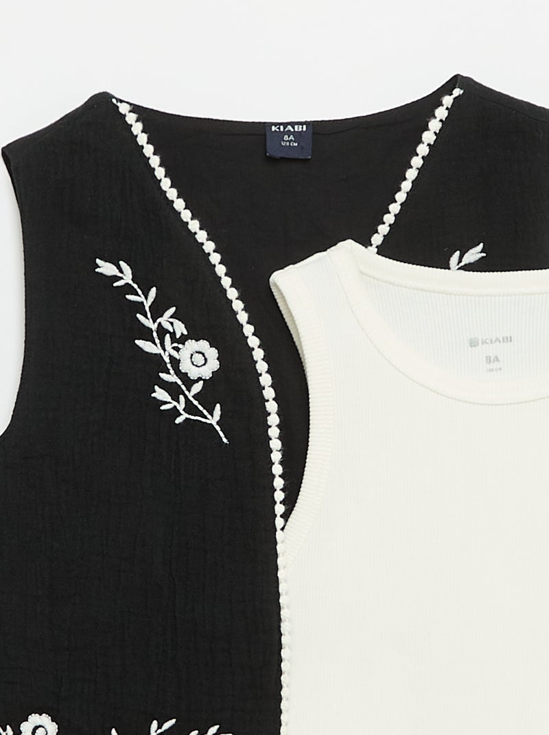 Set met débardeur + mouwloos gilet Zwart - Kiabi