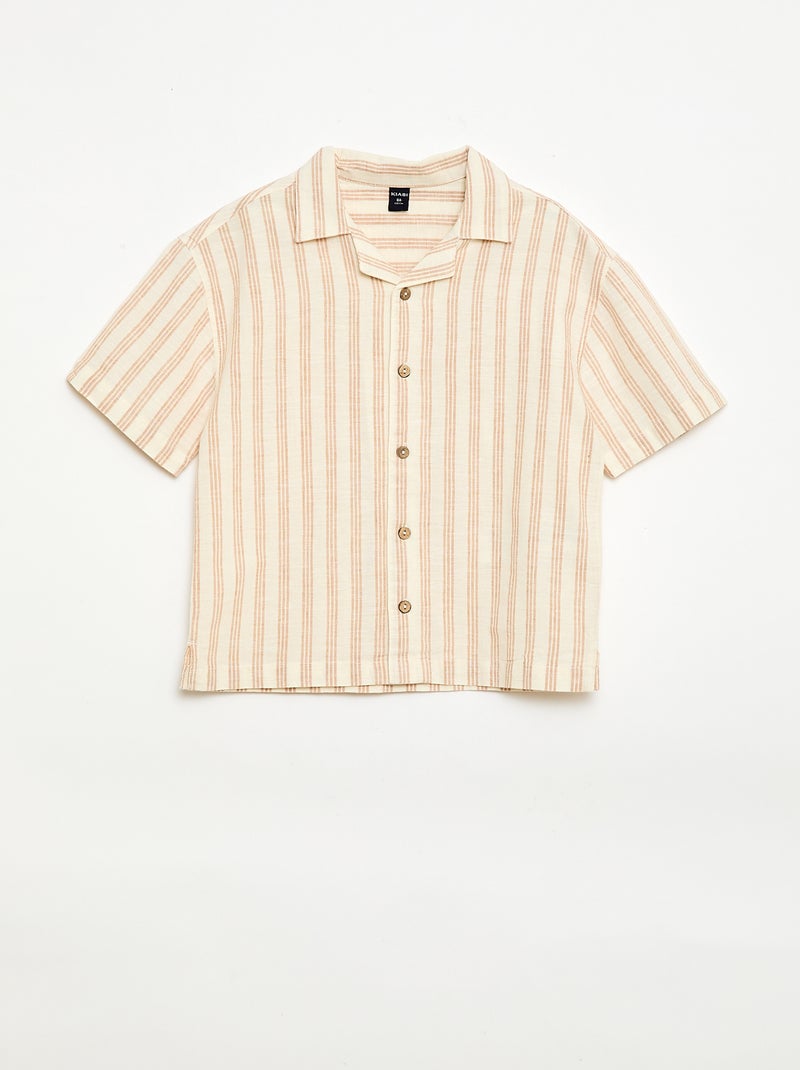 Set met gestreept overhemd en short Biege - Kiabi