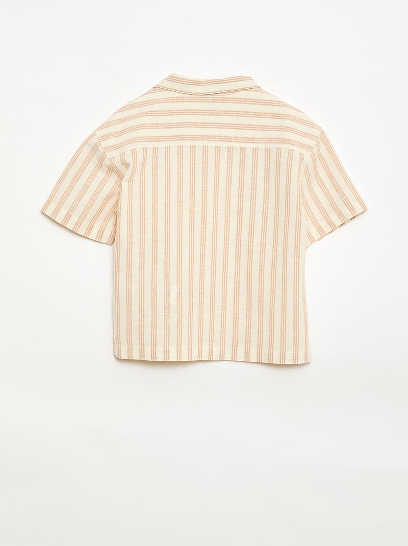 Set met gestreept overhemd en short Biege - Kiabi