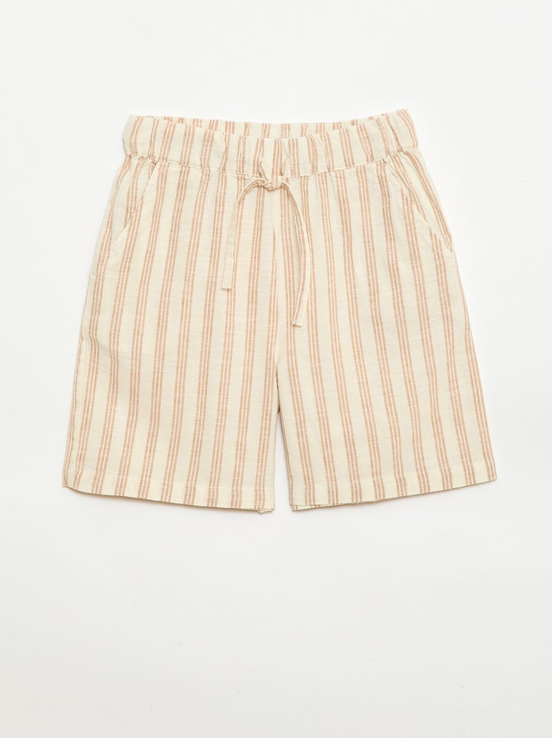 Set met gestreept overhemd en short Biege - Kiabi