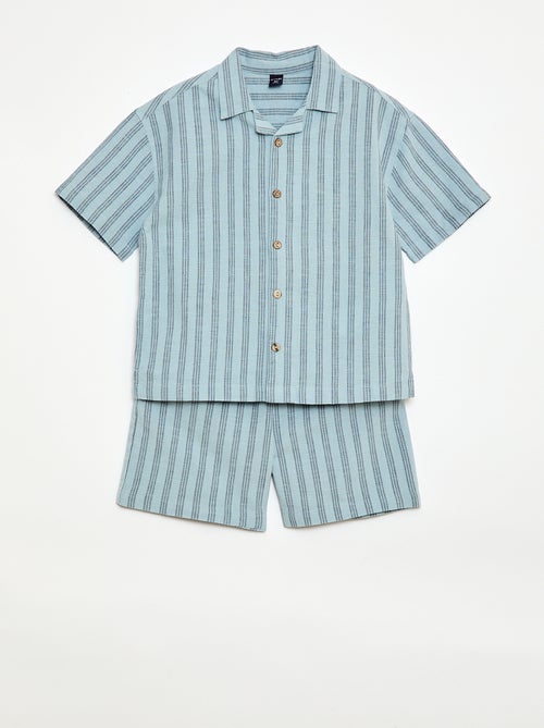 Set met gestreept overhemd en short - Kiabi