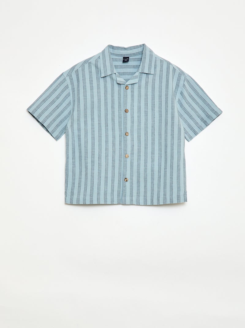 Set met gestreept overhemd en short Blauw - Kiabi